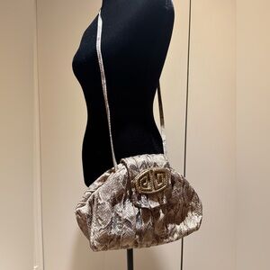 NWT vintage Sharif gold alligator skin and leather crossbody bag